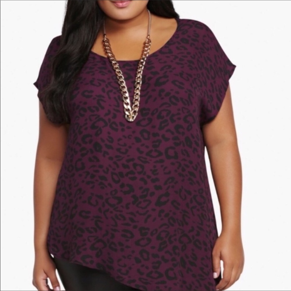 Torrid Purple Leopard asymmetrical Top